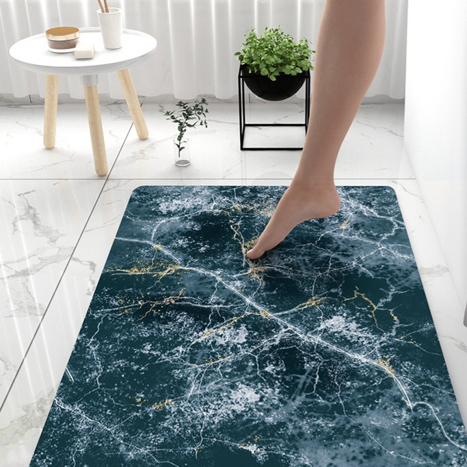 Marble Pattern Bathroom Floor Mat Soft Diatomaceous Earth Non-Slip Quick Drying Mat
