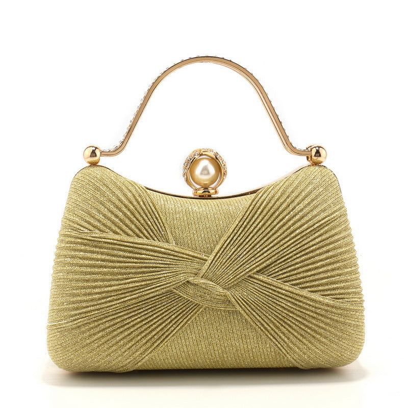 Women's Pleated Evening Bag Versatile Chain Clutch Crossbody Handbag