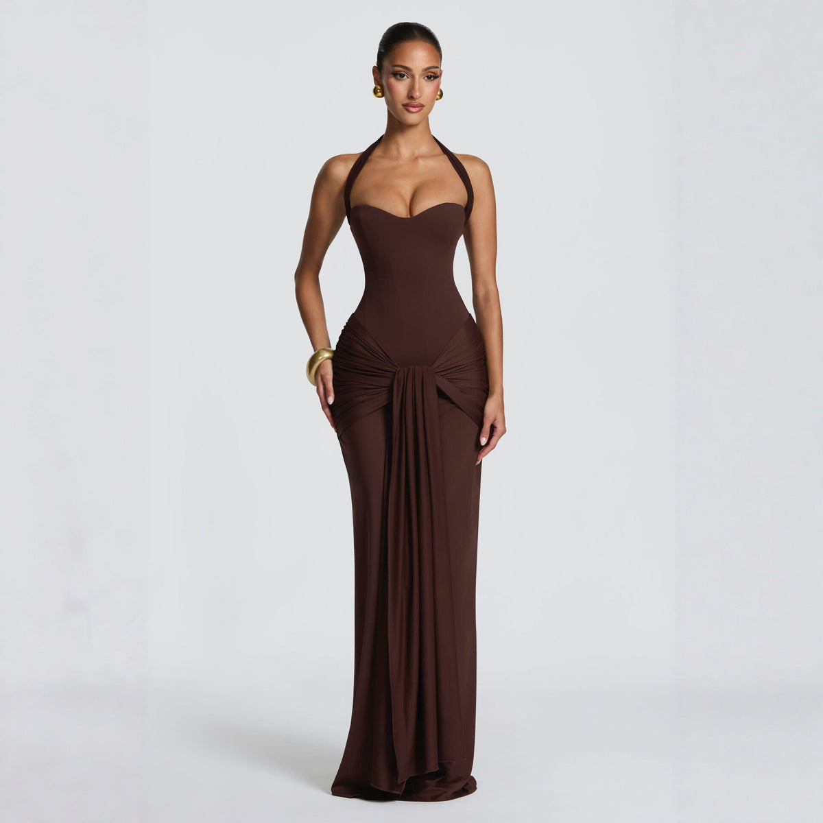 Womens Strapless Twisted Ribbon Bodycon Dress