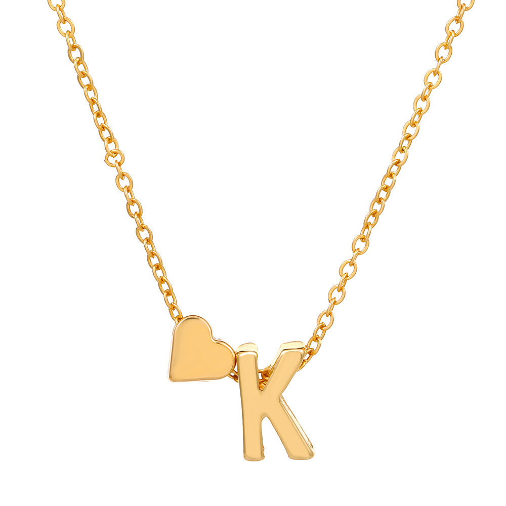 Heart Letter Necklace and Bracelet Set