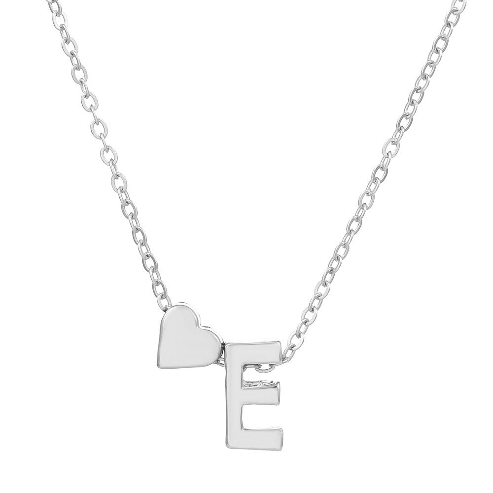 Heart Letter Necklace and Bracelet Set