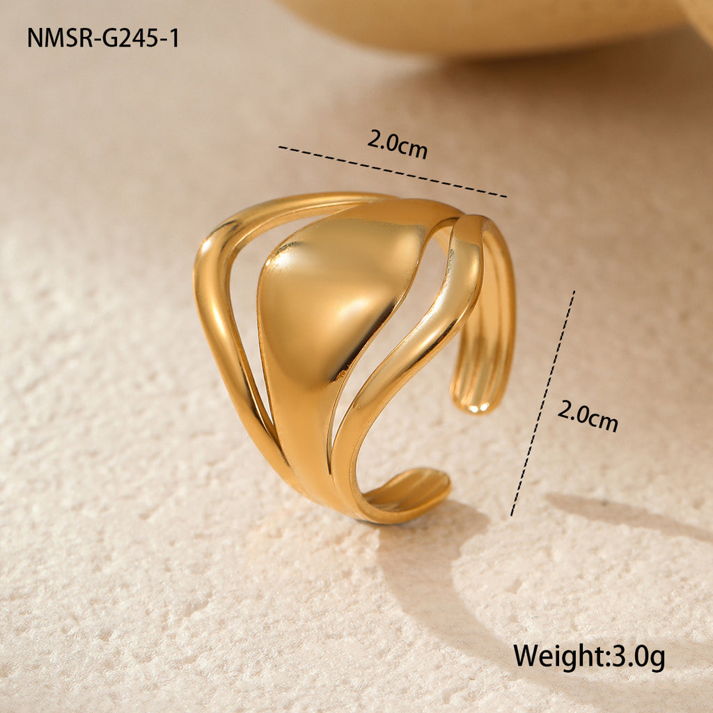 Stainless Steel Gold Plated Geometric Ring
