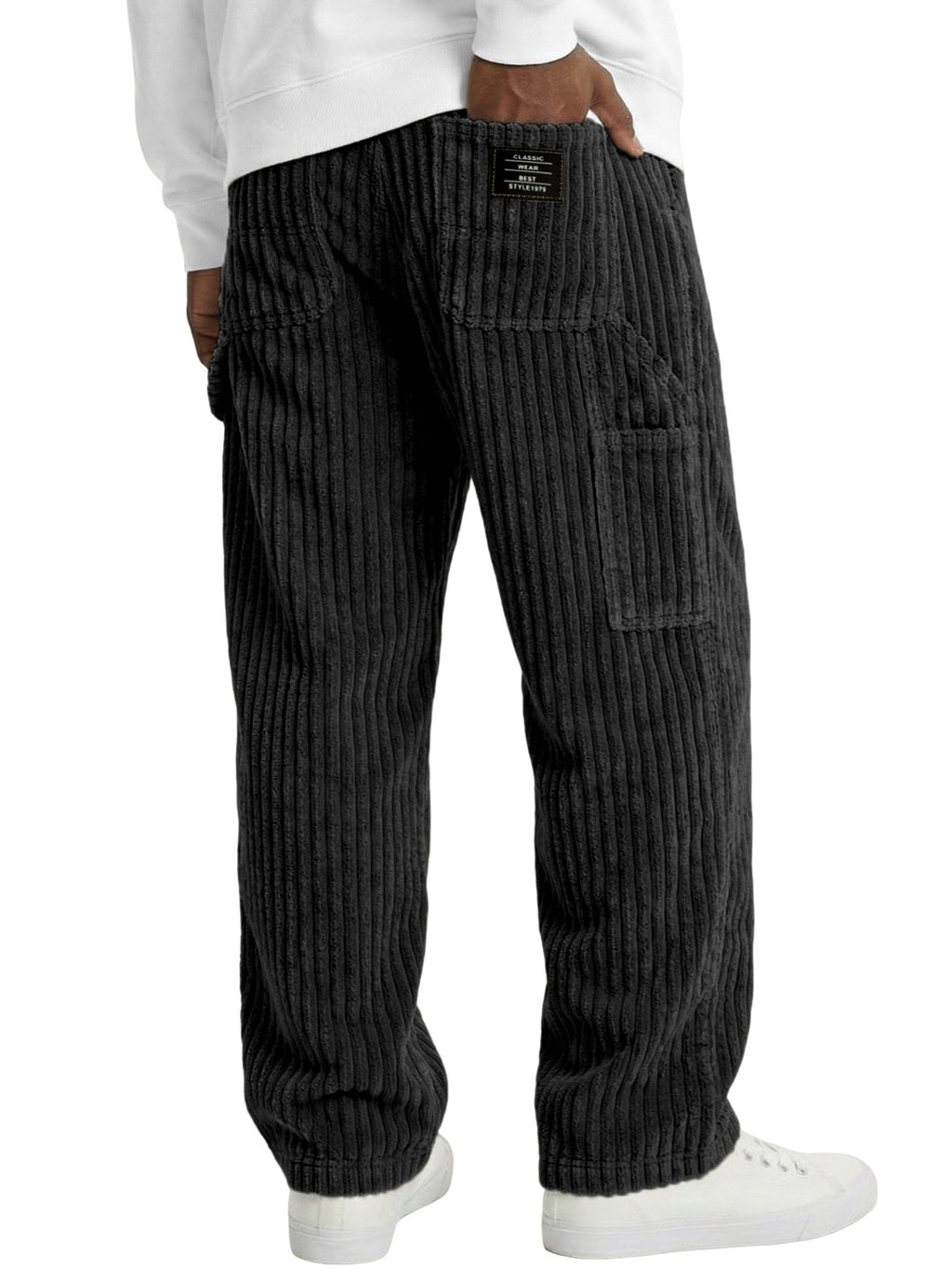 Denim straight-fit casual pants