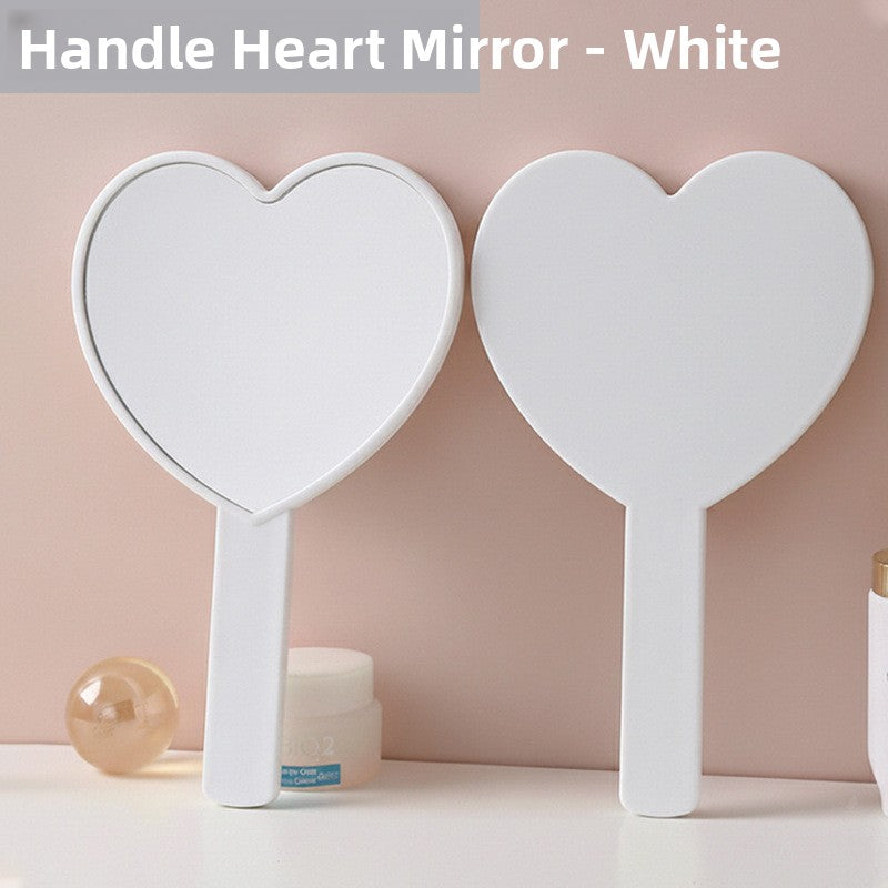 Heart shaped portable makeup mirror with handle