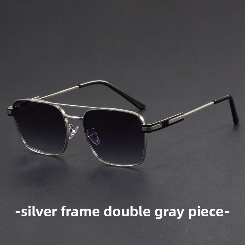 Retro Square Frame Metal Sunglasses