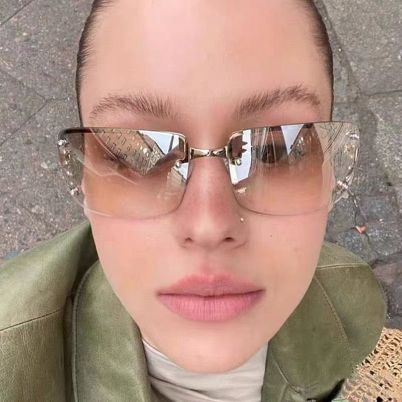 Diamond Encrusted Vintage Square Sunglasses
