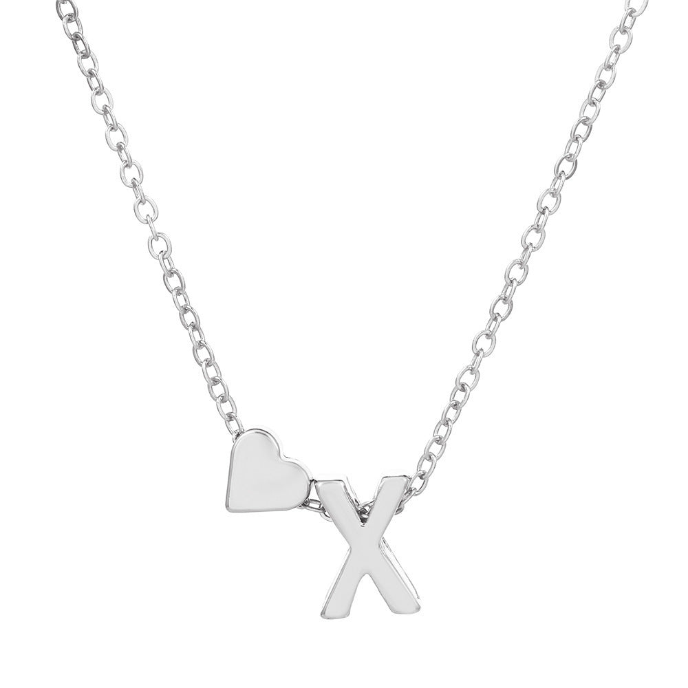 Heart Letter Necklace and Bracelet Set