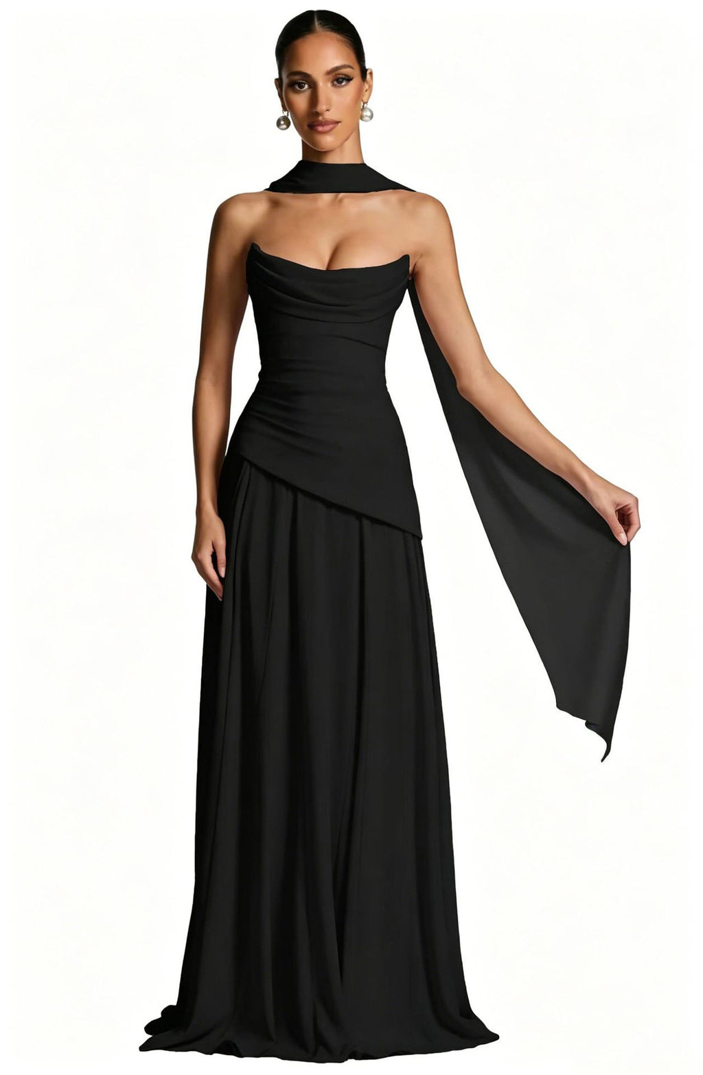 Strappy Slim-Fit Tube Evening Dress