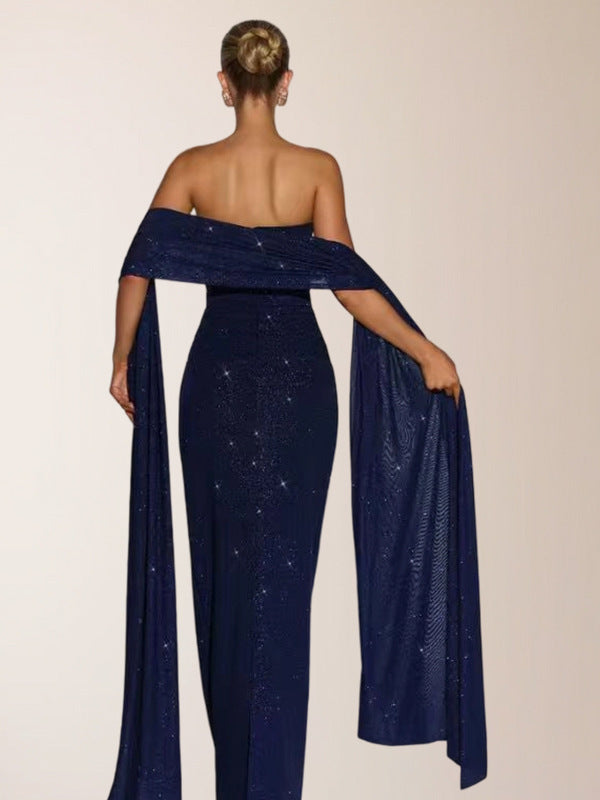 Sequin Off-Shoulder Slim Dress