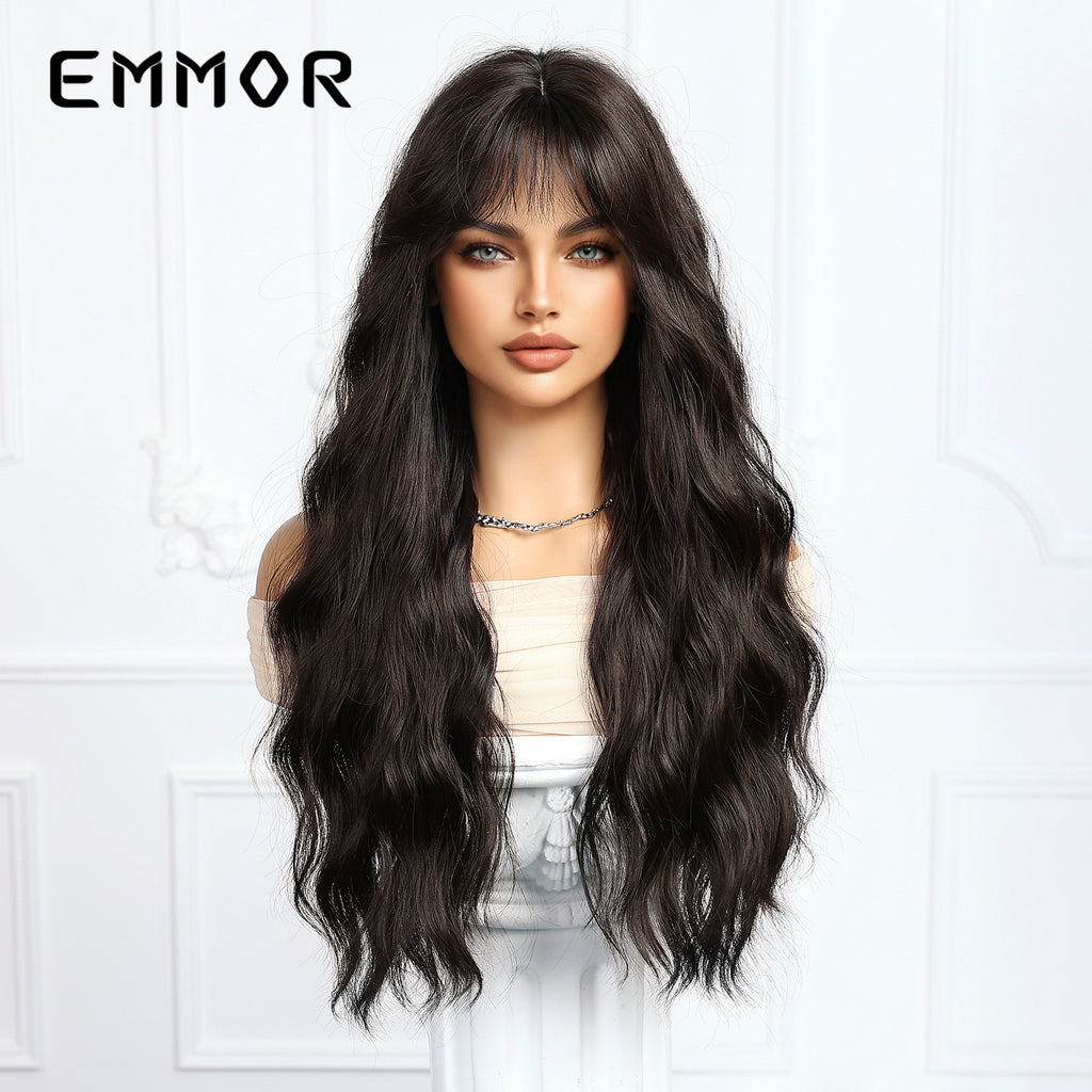 Long Curly Hair Wig with Bangs