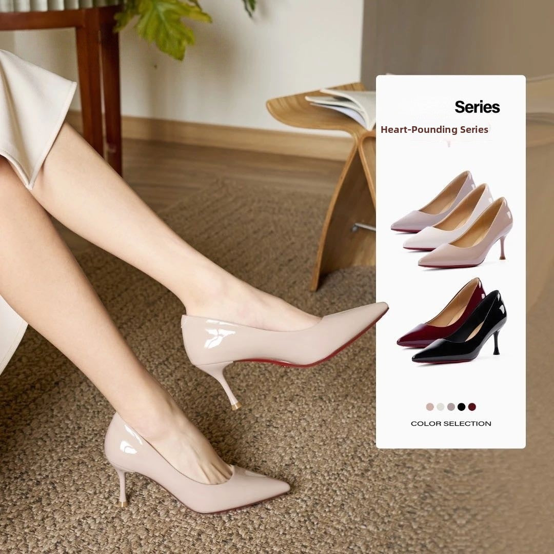 Womens Patent Leather Pointed Toe High Heels