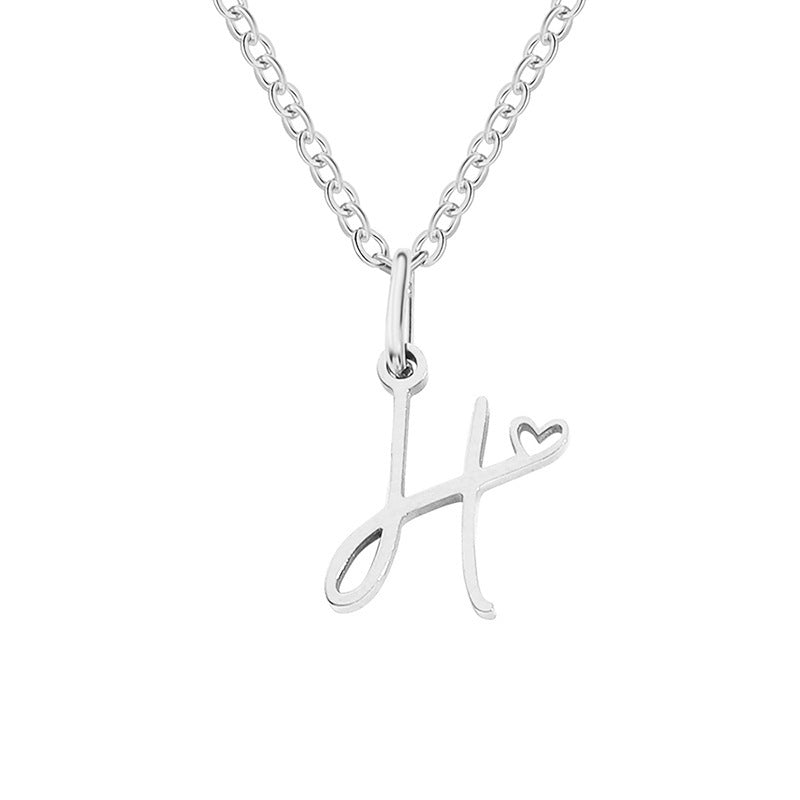 Alphabet Letter Stainless Steel Necklace