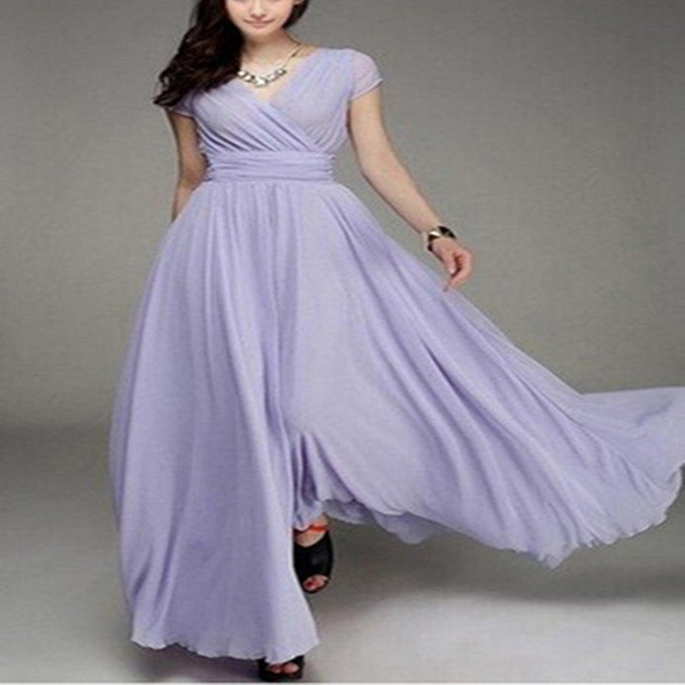 Bohemian V-Neck Chiffon Dress
