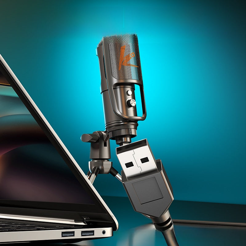 RGB USB Condenser Microphone with Noise Reduction