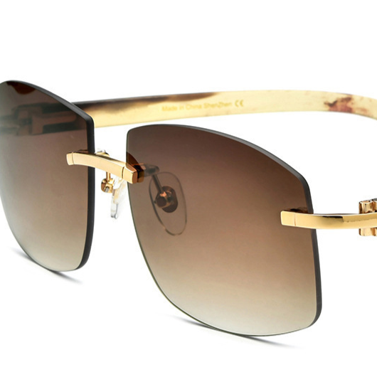Black Horn Metal Frame Sunglasses