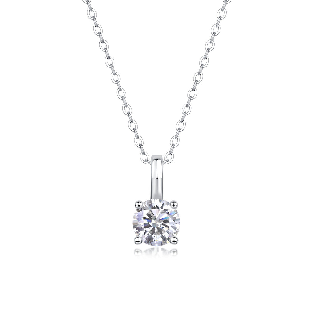 Sterling Silver Moissanite Geometric Pendant Necklace