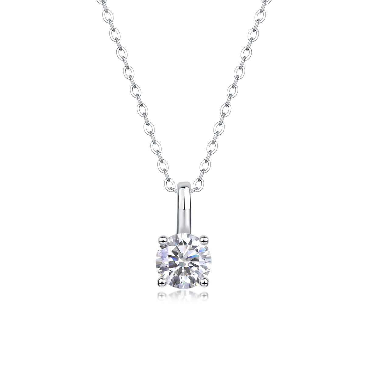 Sterling Silver Moissanite Geometric Pendant Necklace