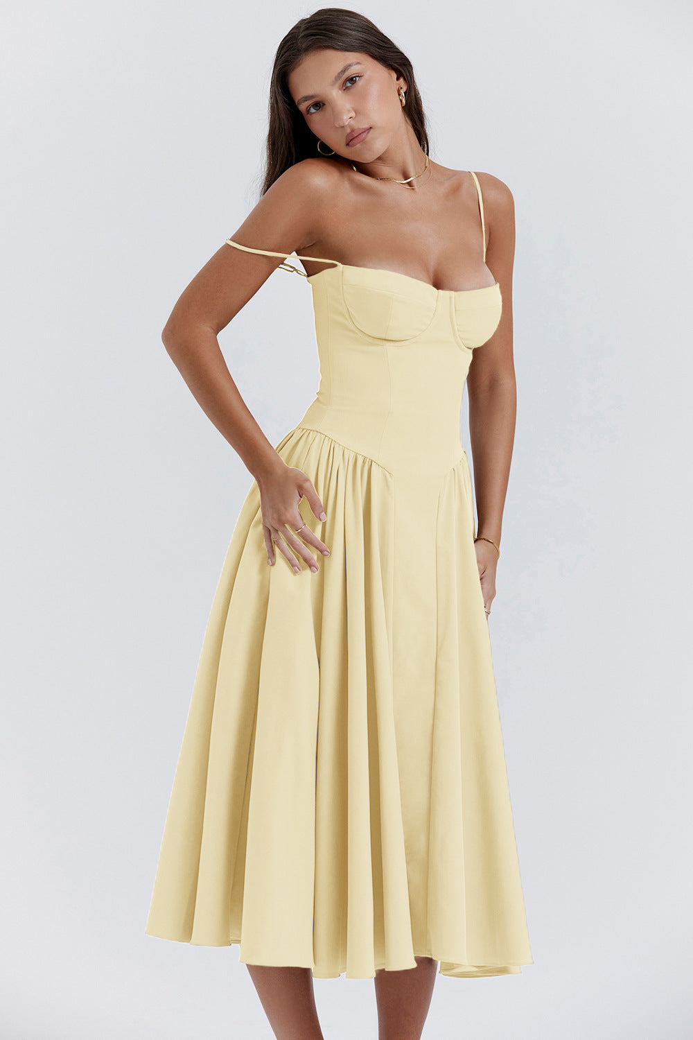French Retro Long Sleeveless Dress