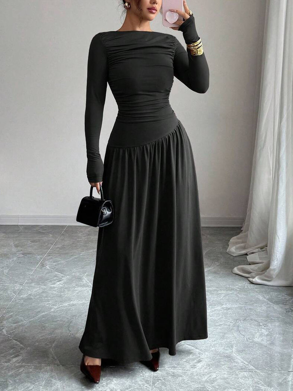 Elegant One-Shoulder Ruffled Dress
