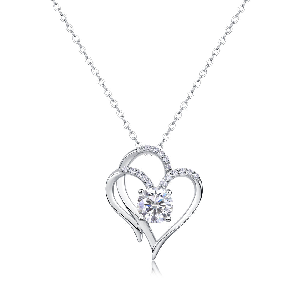 Sterling Silver Moissanite Geometric Pendant Necklace