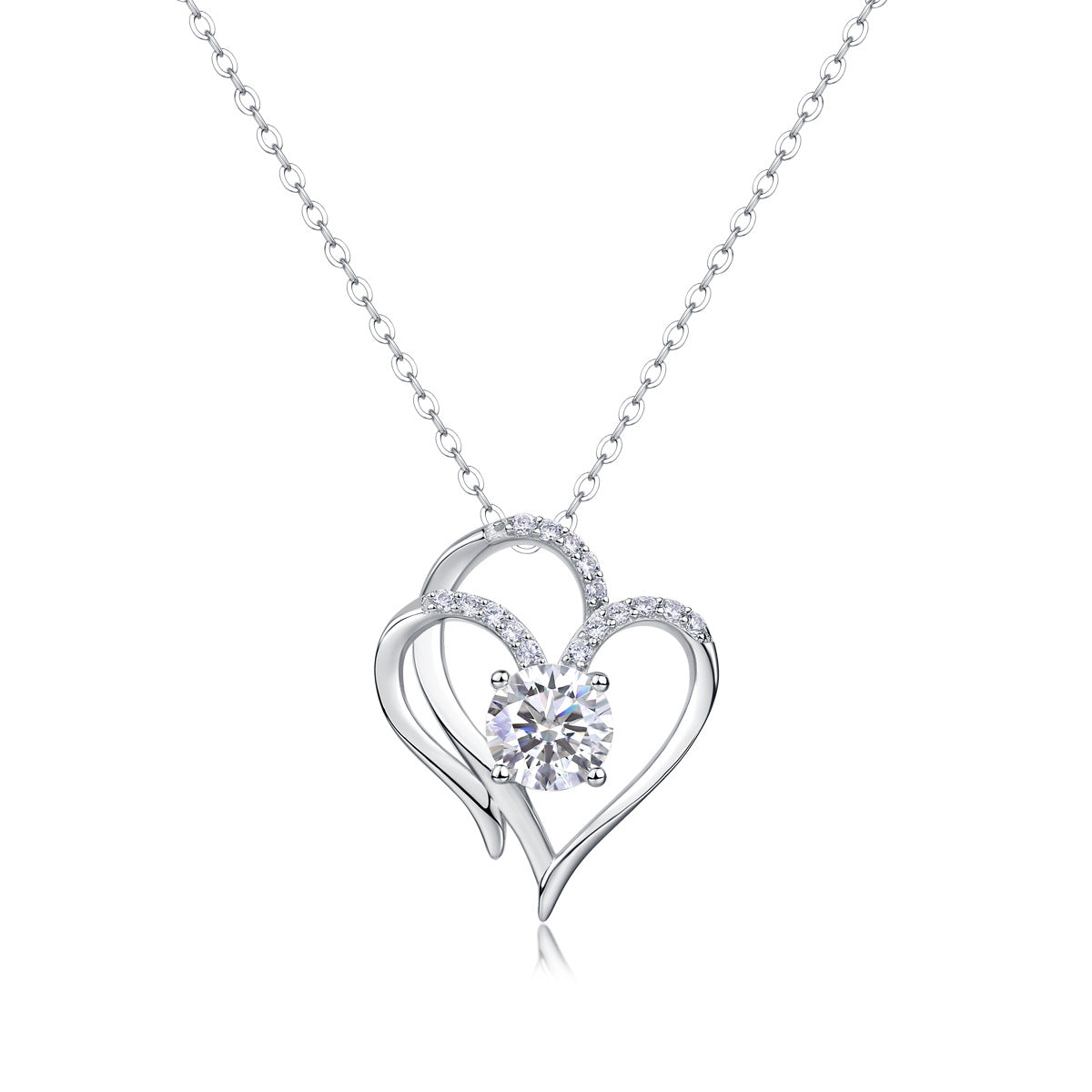 Sterling Silver Moissanite Geometric Pendant Necklace