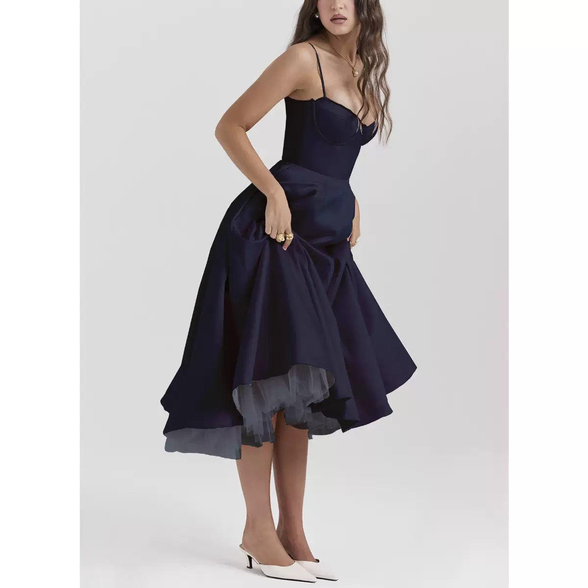 Double Layer V Neck Sleeveless Tutu Dress