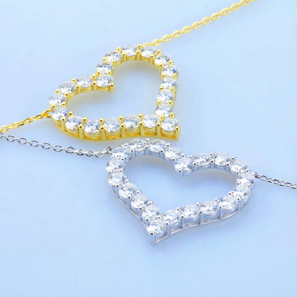 Sterling Silver Moissanite Heart Necklace