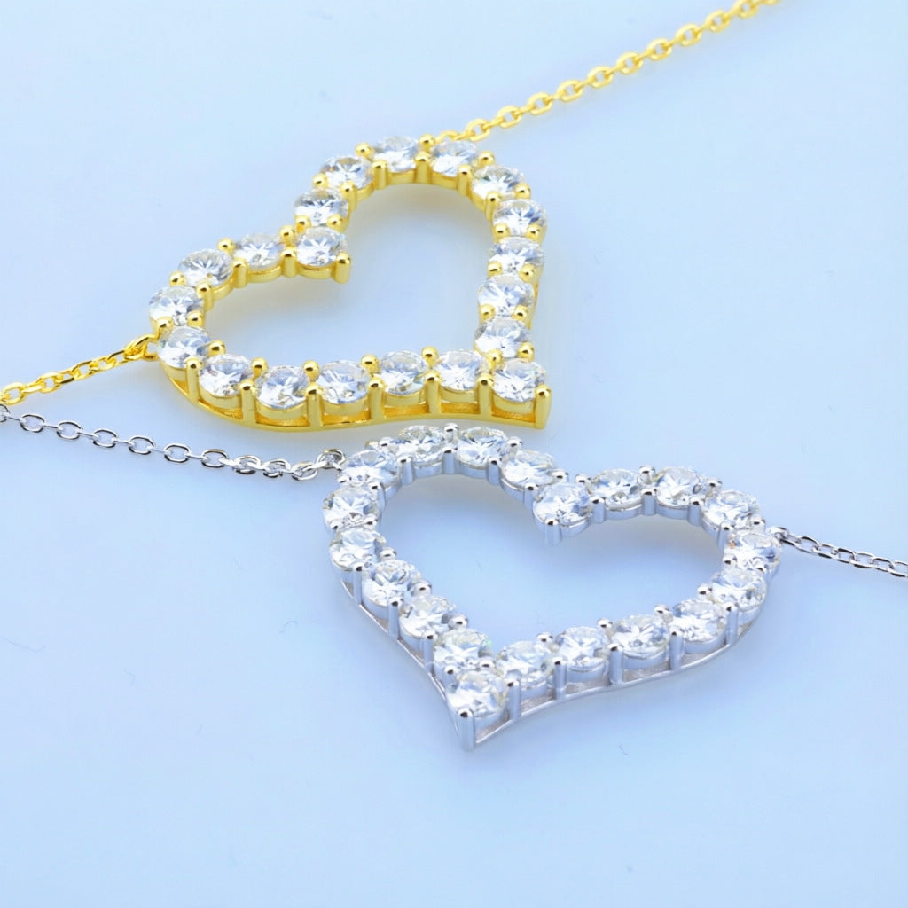 Sterling Silver Moissanite Heart Necklace