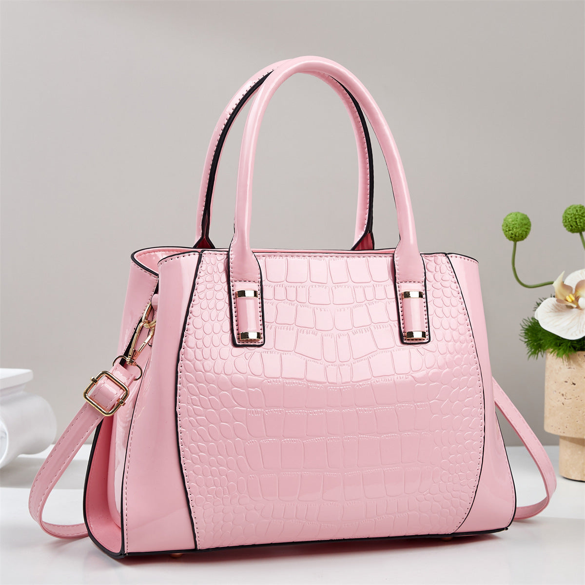 Fashion Crocodile Pattern PU Leather Shoulder Bag