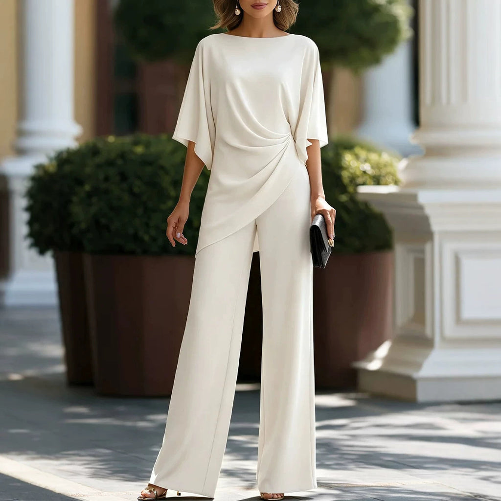 Womens Loose Fit Top and High Waist Wide Leg Pants Set