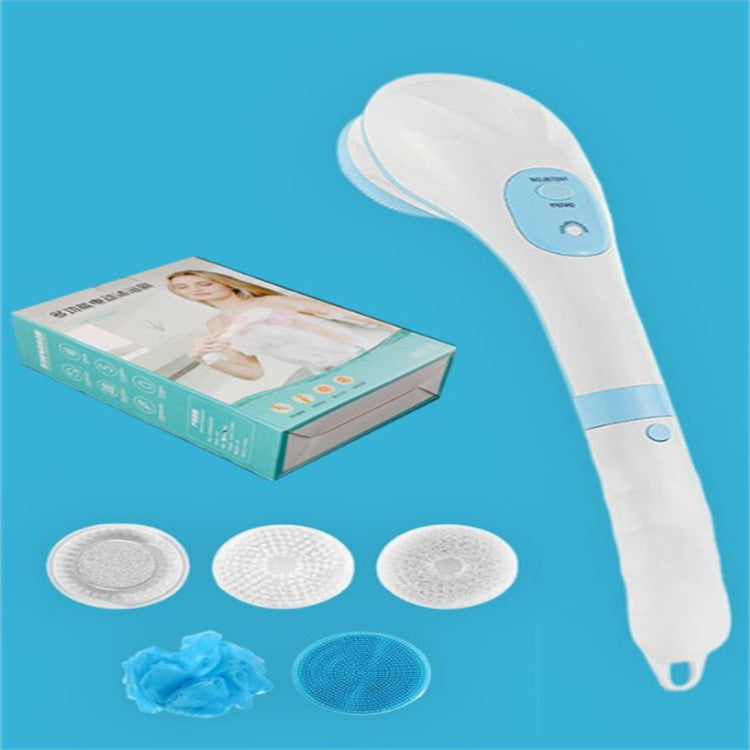 Electric Silicone Bath Brush with Long Handle and Multiple Brush Heads