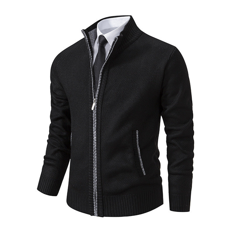 Plus Size Men Stand Collar Casual Cardigan Jacket
