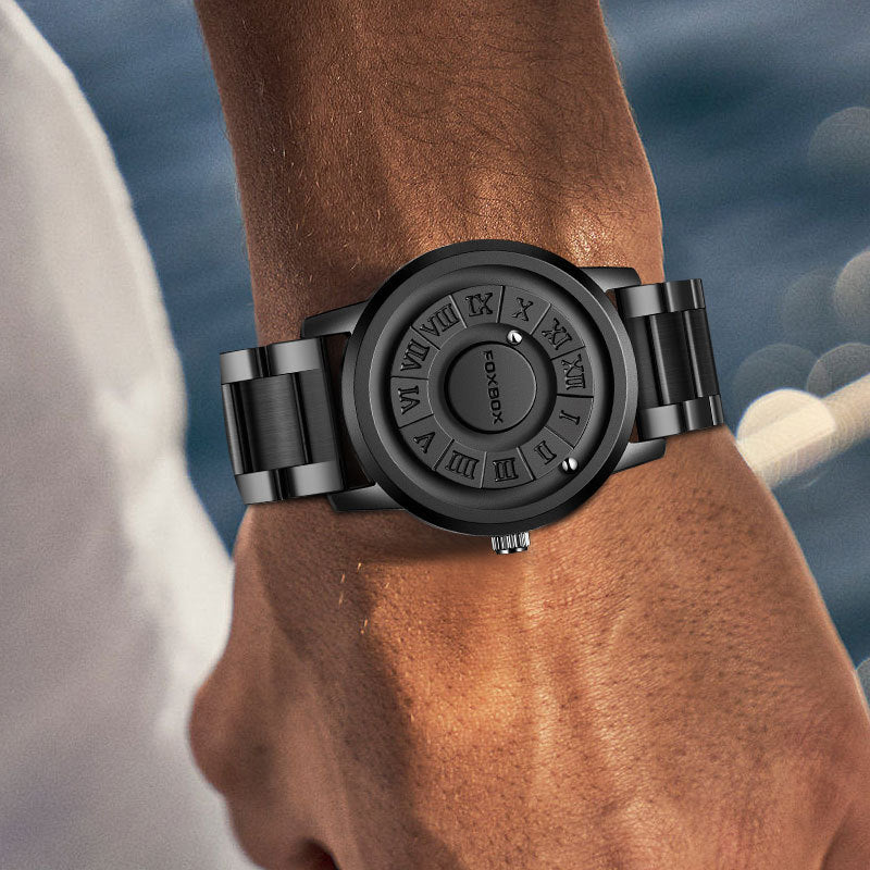 Magnetic Bead Non-Mirror Black Technology Sense Suspension Watch