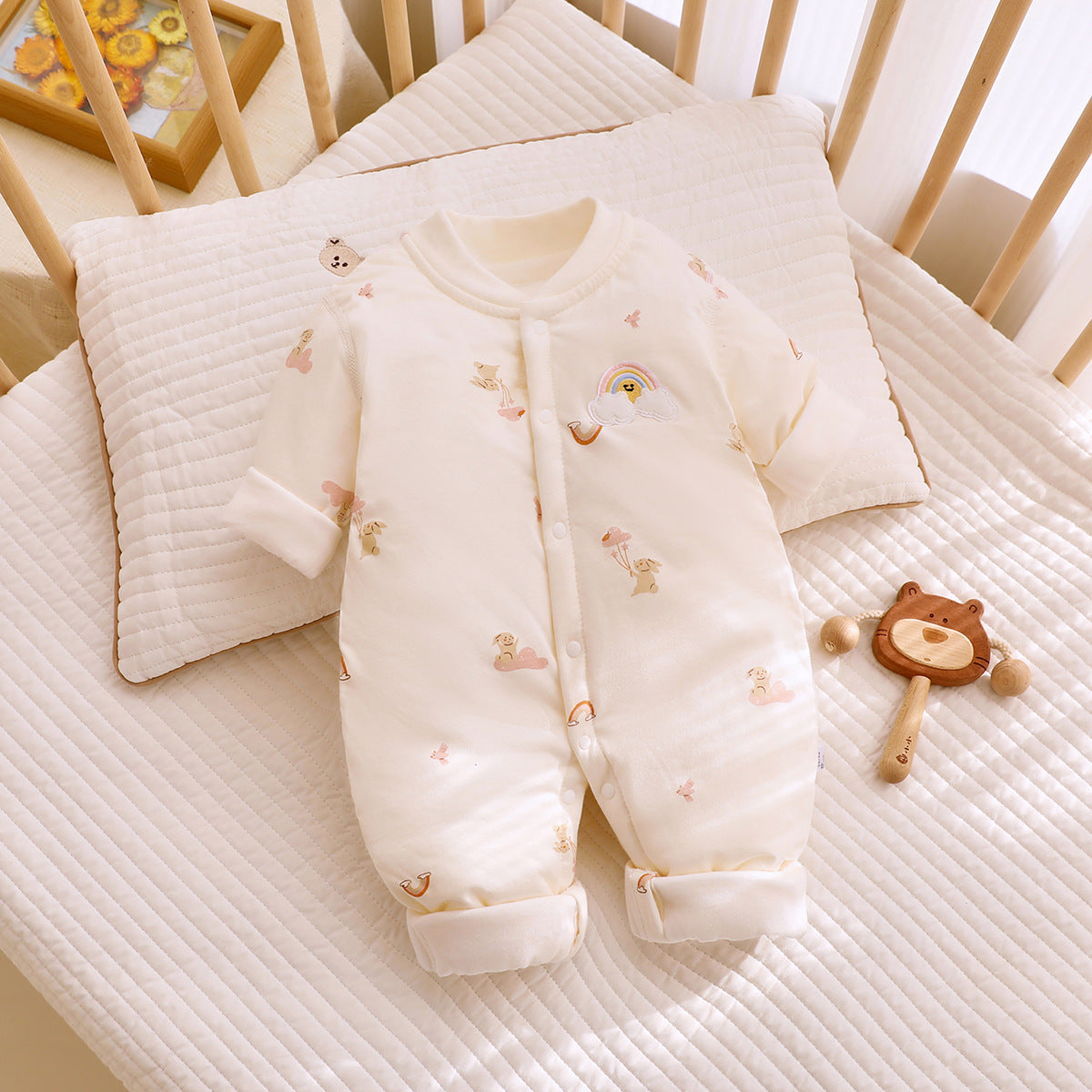 Newborn Infant Baby Winter Warm Cotton Padded Jumpsuit Romper