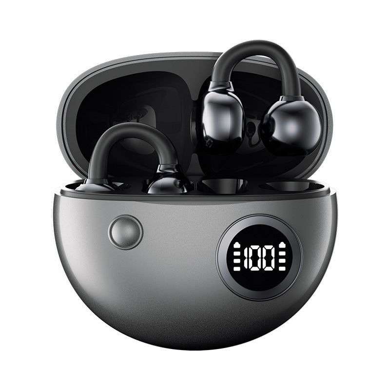Clip-On Bone Conduction Bluetooth Earphones with Digital Display