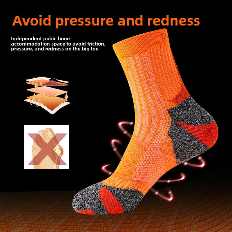 Professional Marathon Running Socks with Anti-Slip Towel Bottom