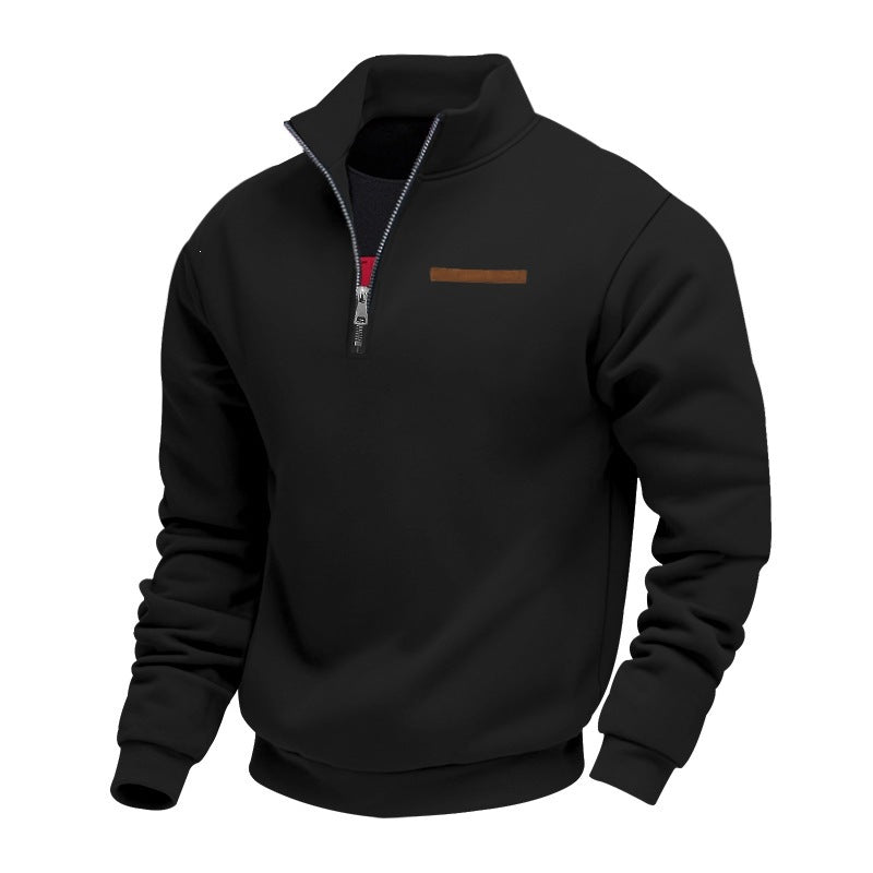 Men's Heavy Fleece Half-Zip Stand Collar Sweatshirt
