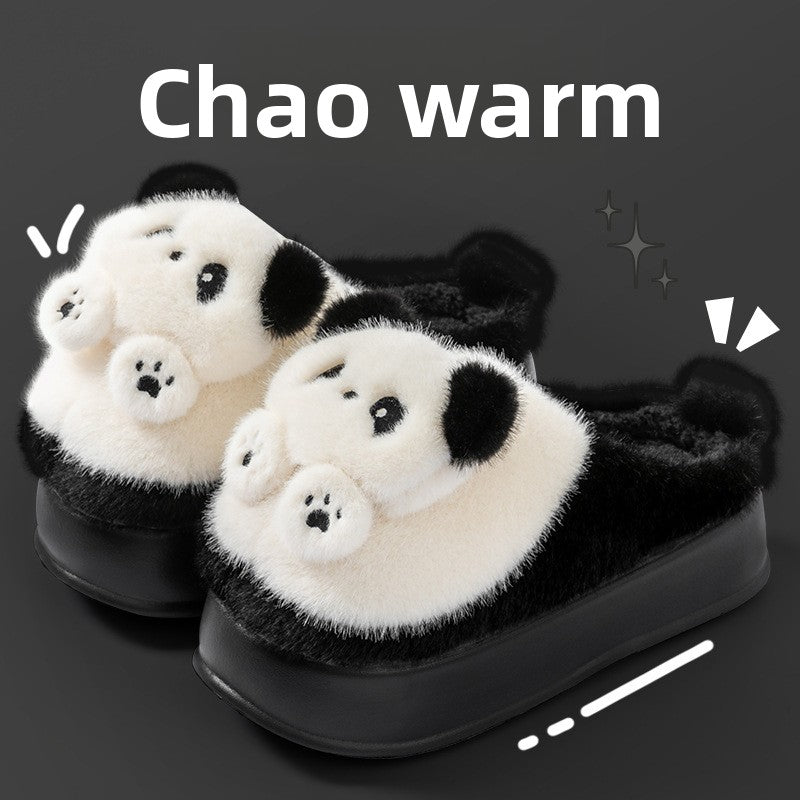 Women's plush panda home slippers