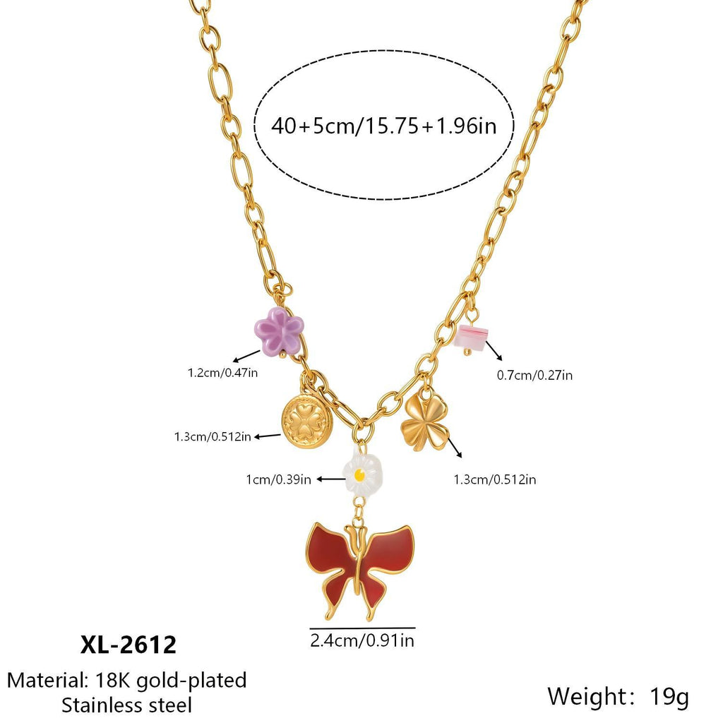 Flower butterfly necklace collar chain