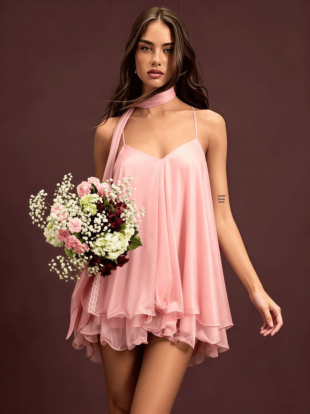 Women?s Sequin V-Neck Sleeveless Ruffled Mini Party Dress