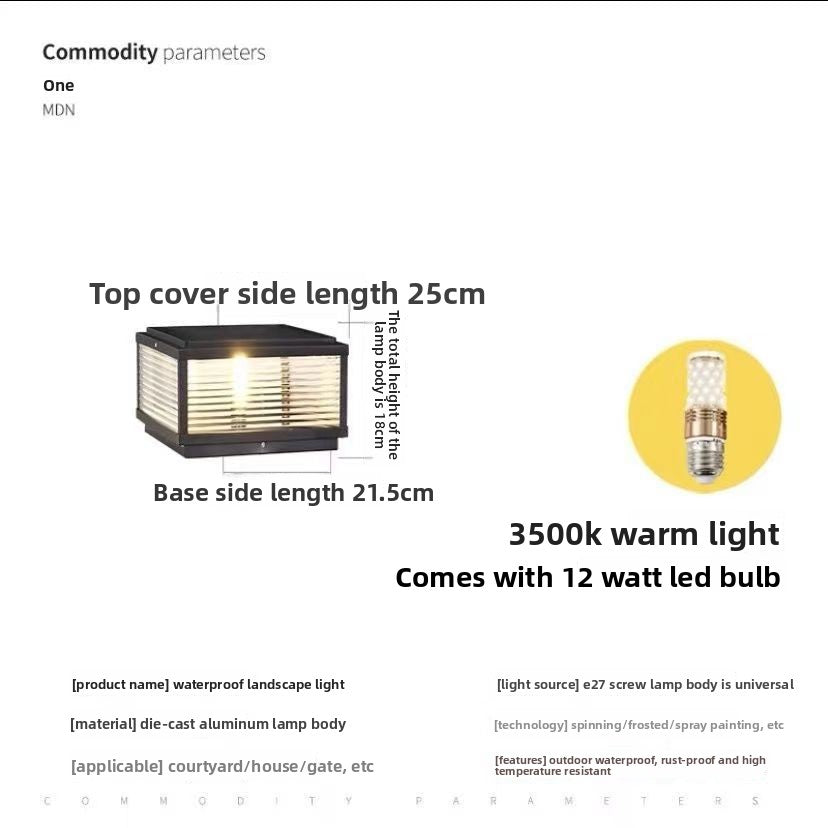 Solar-powered outdoor waterproof post light