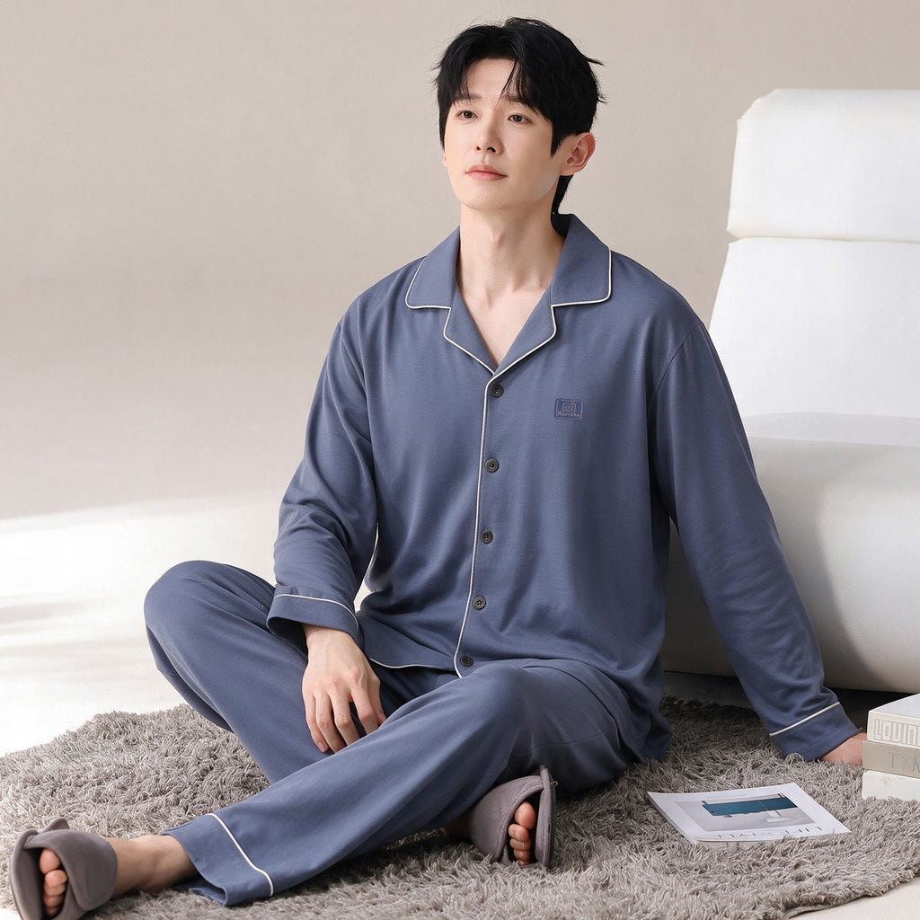 Men's 100% Pure Cotton Long-Sleeve Pajama