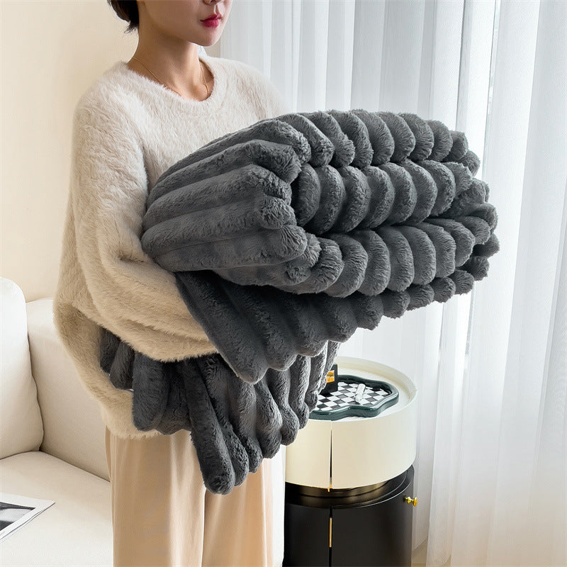 Rabbit Fur Plush Flannel Blanket