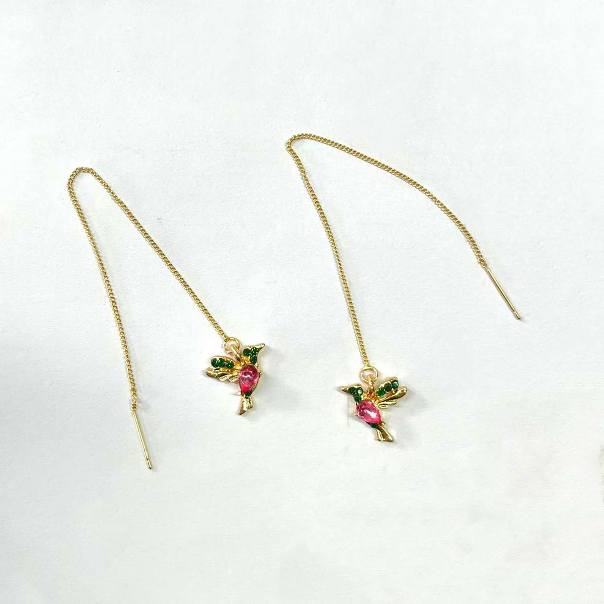 Hummingbird Animal Earrings with Zirconium Details