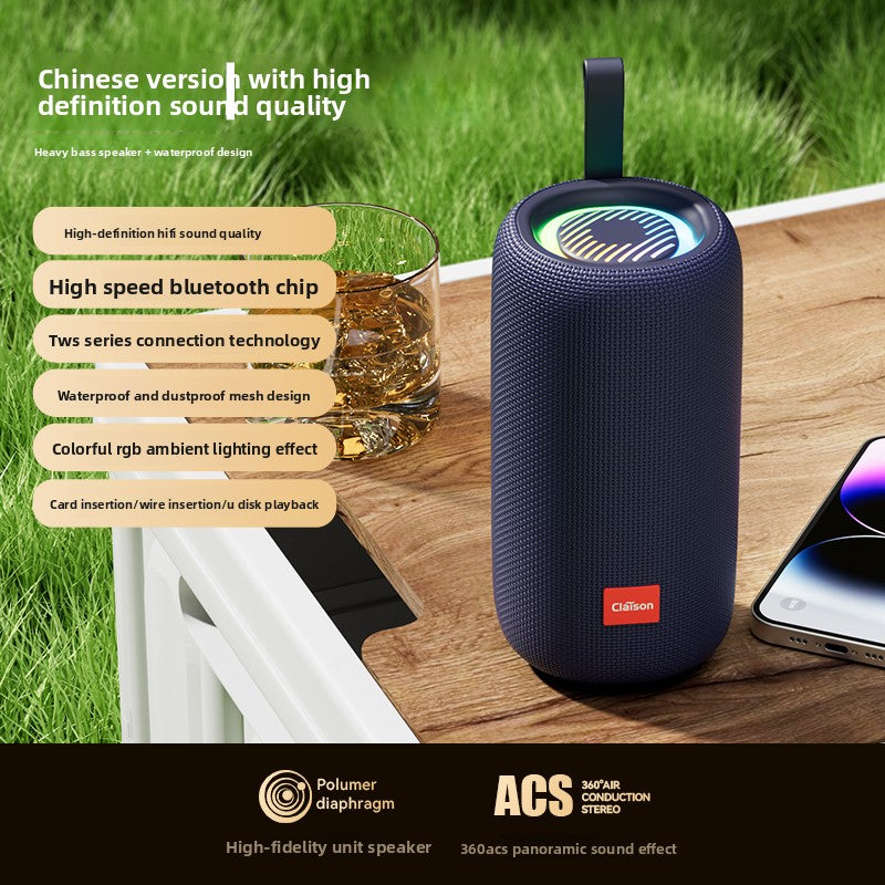 Portable Bluetooth Speaker with Subwoofer and RGB Lights