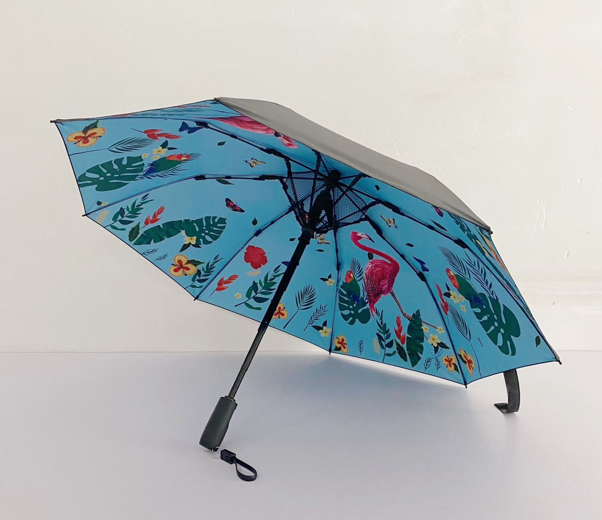 Rechargeable Folding Umbrella with Built-in Fan UV Protection 3-in-1 Sun and Rain Canopy