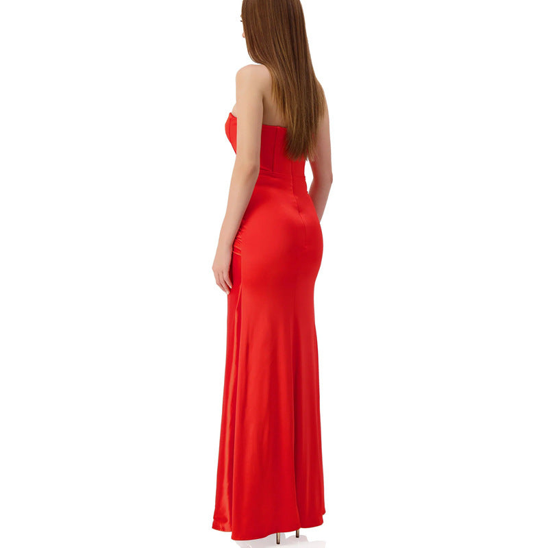 Elegant Backless Twist Slit Evening Dress