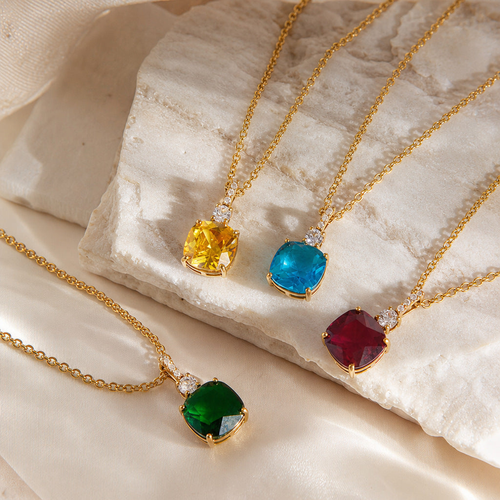 Colorful zirconium titanium steel necklace