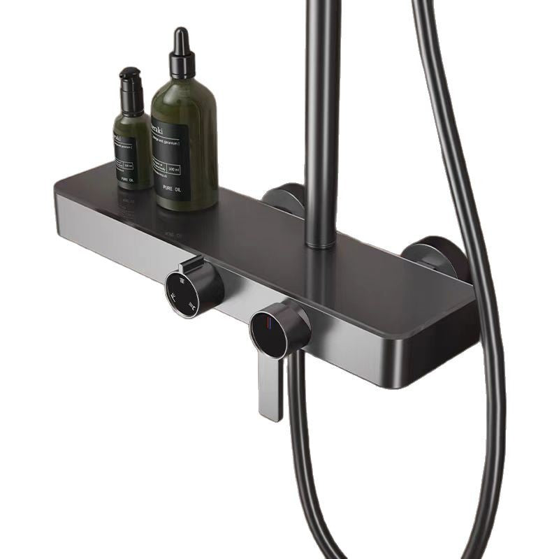 All-Copper Waterfall Pressurized Shower Set with Temperature Control