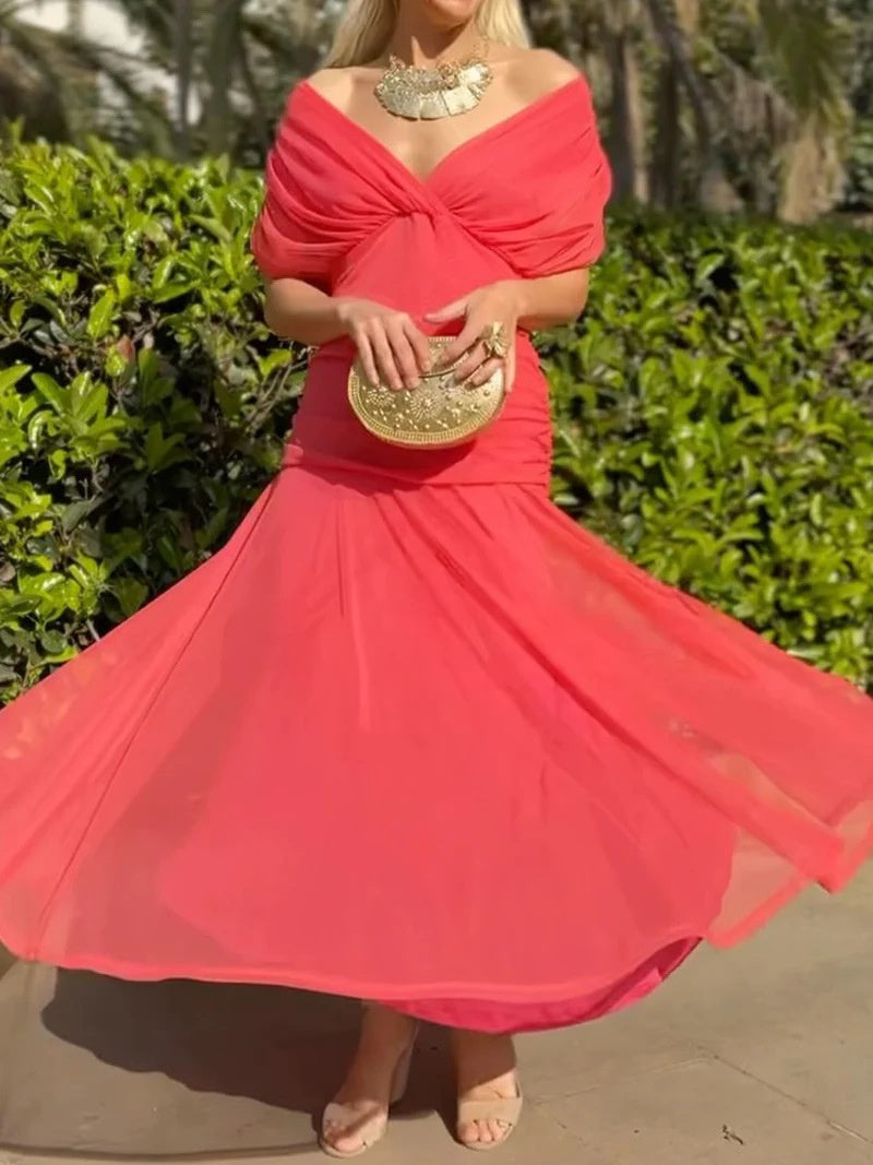 Women's Long Sleeve Chiffon Dress with Lining